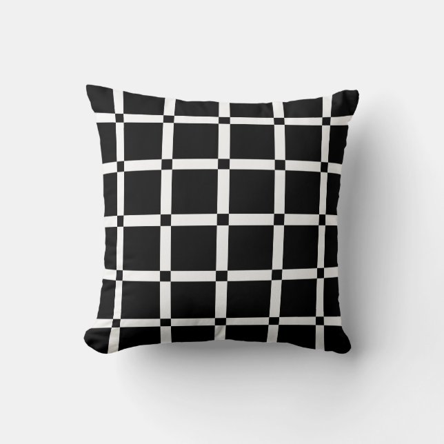 Black & White Grid Pattern Throw Pillow (Front)