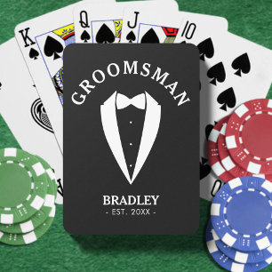 Black & White Groomsman Wedding Bachelor Party Playing Cards