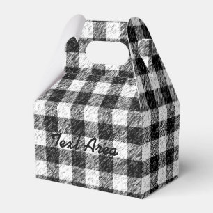 Black & White Grunge Plaid Chequered Party Favour  Favor Box