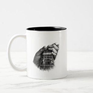 Black White Guitar Fretboard Coffee Mug Design
