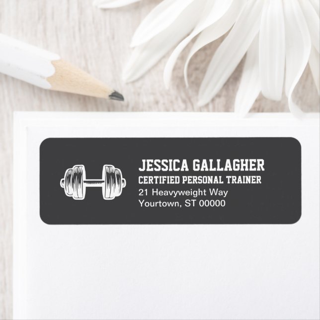 Black & White Gym Trainer Return Address Label (Insitu)