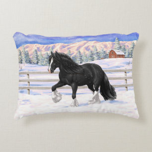 Black & White Gypsy Vanner Tinker Draught Horse Accent Pillow