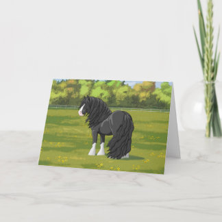 Black & White Gypsy Vanner Tinker Draught Horse Holiday Card