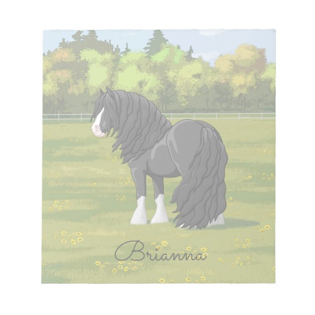 Black & White Gypsy Vanner Tinker Draught Horse Notepad (Front)