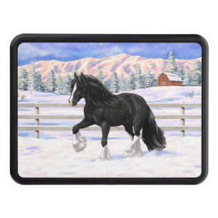 Black & White Gypsy Vanner Tinker Draught Horse Trailer Hitch Cover