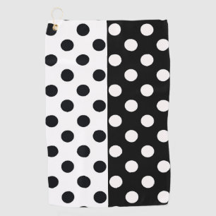 Black White Half Color Split Inverse Polka Dots Golf Towel