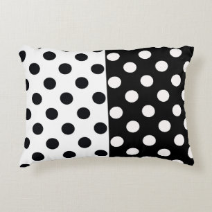 Black White Half Colour Split Inverse Polka Dots Accent Pillow