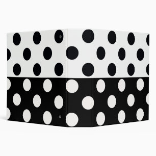 Black White Half Colour Split Inverse Polka Dots Binder