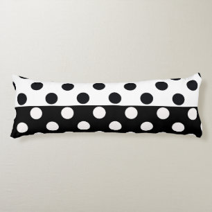 Black White Half Colour Split Inverse Polka Dots Body Pillow