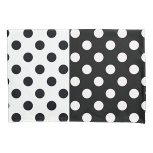 Black White Half Colour Split Inverse Polka Dots Pillowcase