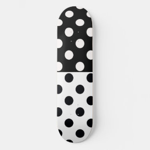 Black White Half Colour Split Inverse Polka Dots Skateboard