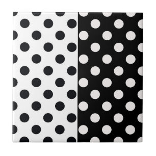 Black White Half Colour Split Inverse Polka Dots Tile