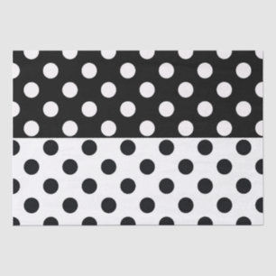 Black White Half Colour Split Inverse Polka Dots Tissue Paper