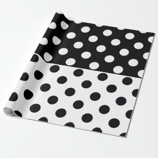 Black White Half Colour Split Inverse Polka Dots Wrapping Paper