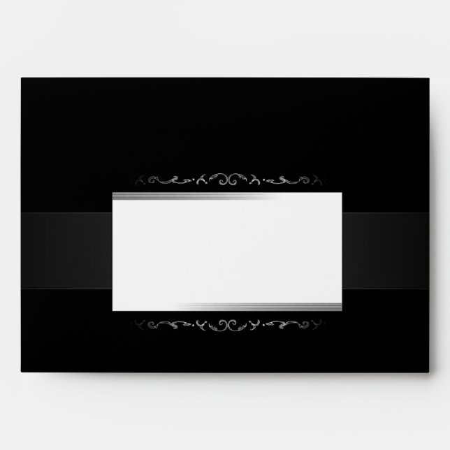 Black & White Halloween Scroll GRAY INSIDE Wedding Envelopes (Front)