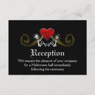 Black White Halloween Skeletons Matching Reception Invitation