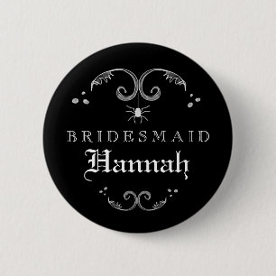 Black & White Halloween Wedding Bridesmaid 2 Inch Round Button