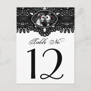 Black White Halloween Wedding Skeletons Table No Postcard