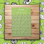 Black & white hand drawn flowers on green pattern kitchen towel<br><div class="desc">This beautiful floral pattern of black and white drawings of flowers contrasting on a green background. The artwork is created using black ink on white paper and a bright shade of young grass for the background which gives a spring and early summer vibe. The design can be personalized with a...</div>