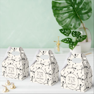 Black & White Hand Drawn Skeleton Halloween Favor Box
