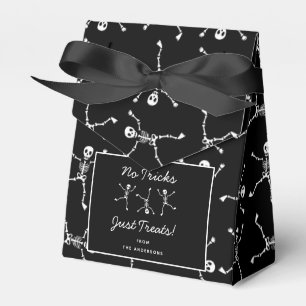 Black & White Hand Drawn Skeleton Halloween Favor Box