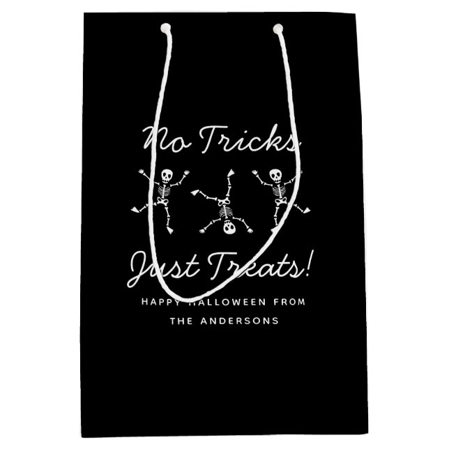 Black & White Hand Drawn Skeleton Halloween  Medium Gift Bag (Front)