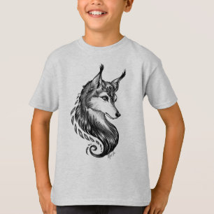 Black White Hand Drawn Wolf Boy's T-shirt