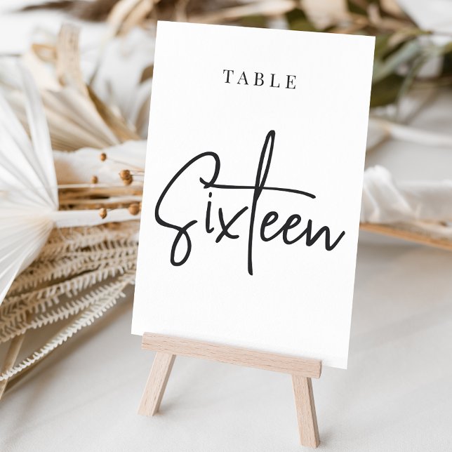 Black & White Hand Scripted Table SIXTEEN Number (Creator Uploaded)