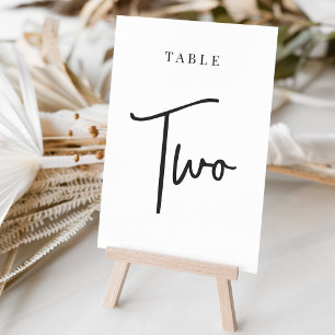 Black & White Hand Scripted Table TWO Number