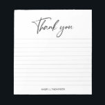 Black & white handlettering thank you personalized notepad<br><div class="desc">Make a lasting impression with a custom notepad featuring your name. This practical and functional notepad is perfect for everyday use and thoughtful correspondence. Customize this template by customizing the name at the bottom of the notepad. Makes for a great gift, stocking stuffer too. Featuring a hand lettering script for...</div>
