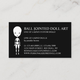 Black White Handmade Clay Doll Collector Business Card