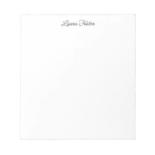 Black White Handwriting Elegant Minimalist Name Notepad