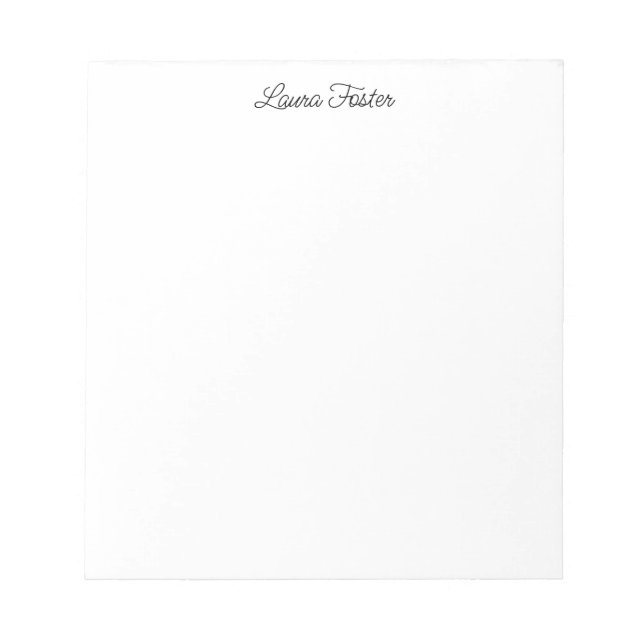 Black White Handwriting Elegant Minimalist Name Notepad (Front)