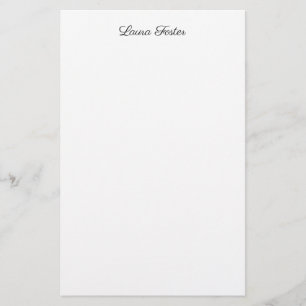 Black White Handwriting Elegant Minimalist Name Stationery