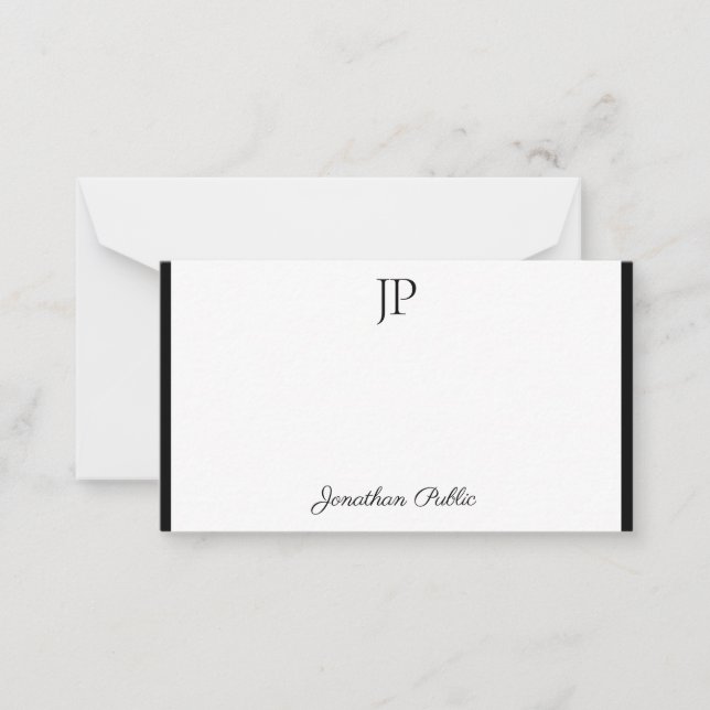 Black White Handwritten Script Monogram Template (Front)