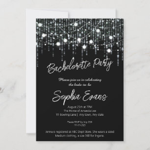 Black & White Hanging Lights Bachelorette Party Invitation