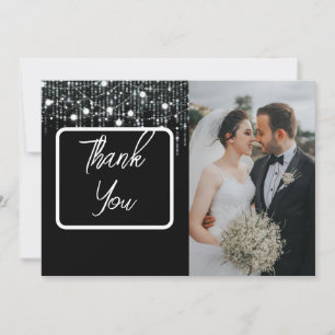 Black & White Hanging Lights Photo Thank You Card