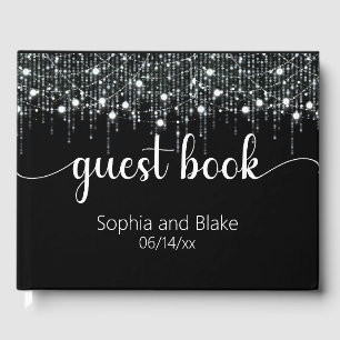 Black & White Hanging Lights Wedding Guest Book