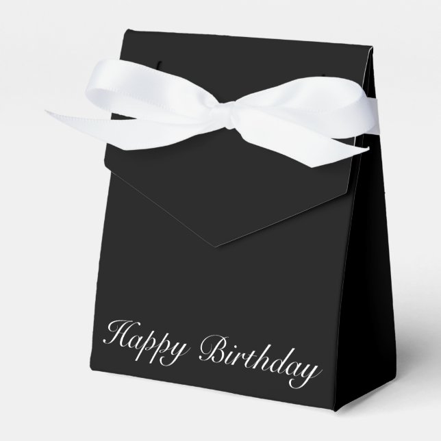 Black & White Happy Birthday Tent Favour Box (Front Side)