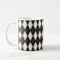 Black & White Harlequin Diamond Check Pattern