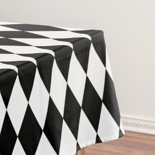 Black White Harlequin Diamonds Pattern Design  Tablecloth