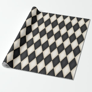Black & White Harlequin Festive (medium scale) Wrapping Paper