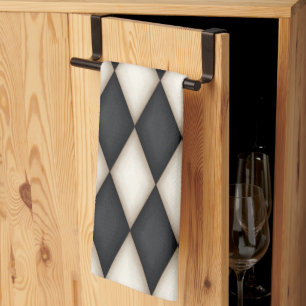 Black & White Harlequin (large scale) Kitchen Towel