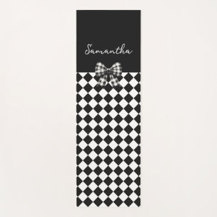 Black White Harlequin Mad Hatter Checkers Yoga Mat