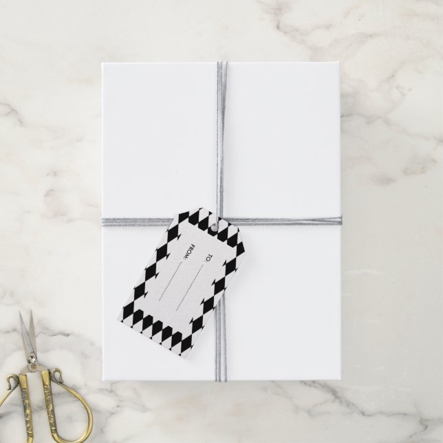 Black White Harlequin Pattern Gift Tags (With Twine)