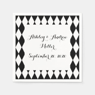 Black White Harlequin Pattern Napkin