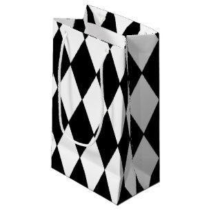 Black White Harlequin Pattern Small Gift Bag