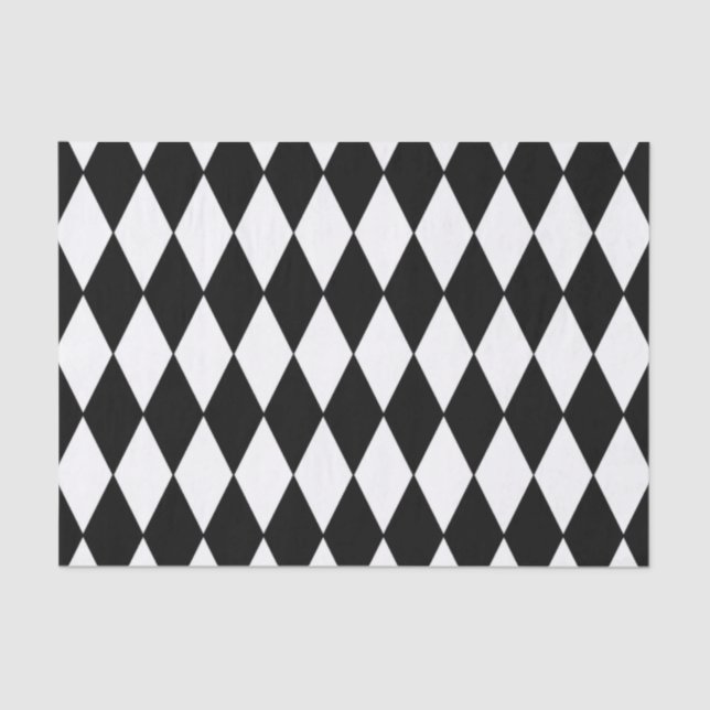 Black White Harlequin Pattern Tissue Paper (Front)