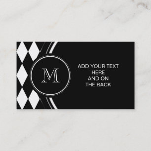 Black White Harlequin Pattern, Your Initial Business Card