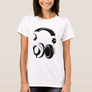 Black & White Headphone Artwork T-Shirt